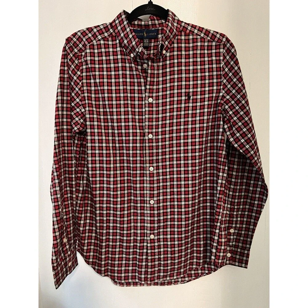 Ralph Lauren boy‘s red plaid shirt size XL 18-20
